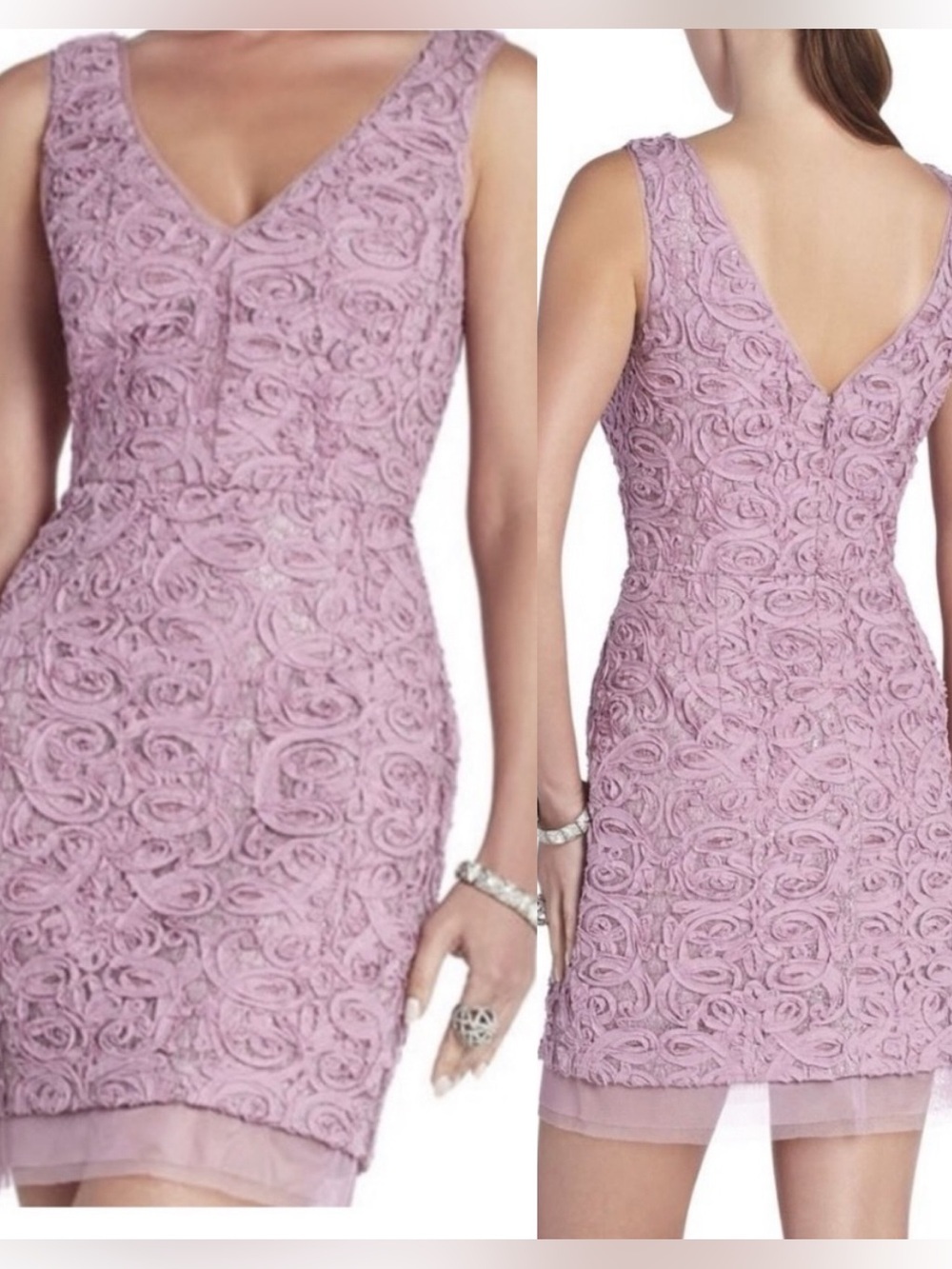 BCBGMaxAzria Marissa Lace Mini Dress Dusty Lavender size 4